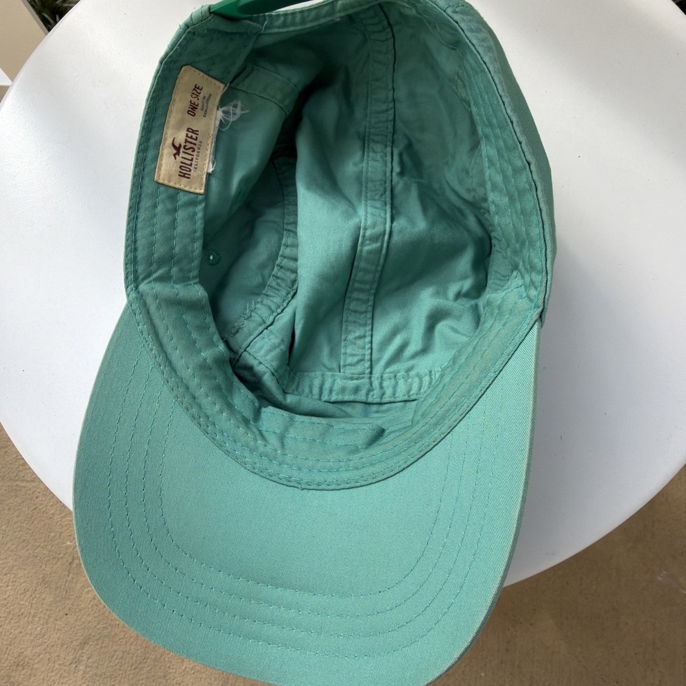 VINTAGE Hollister California Hat Cap Teal Rare Logo - Picture 6 of 6